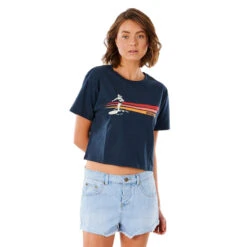 T-SHIRT RIP CURL GOLDEN STATE CROP BLEU MARINE FEMME -Spirit Kayak t shirt rip curl golden state crop bleu marine femme 1