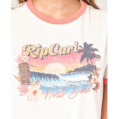T-SHIRT RIP CURL TIKI RINGER BEIGE FEMME -Spirit Kayak t shirt rip curl tiki ringer beige femme 4